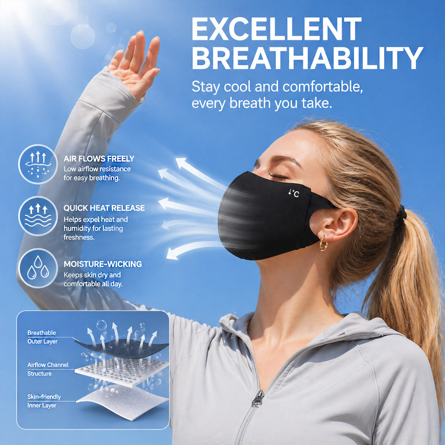 قناع وجه صيفي مبرد للرياضات ال - مراجعة Sports Mask Breathable وسعره